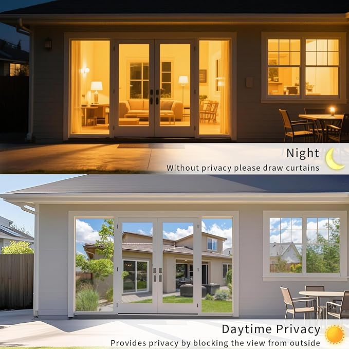 Window Privacy Film One Way Daytime Mirror Tint Treatments UV Heat Control Vinyl Stickers Sun Block Glass Paper Door Covering Reflective 17.5 Inch X 94.48 Inch Silver