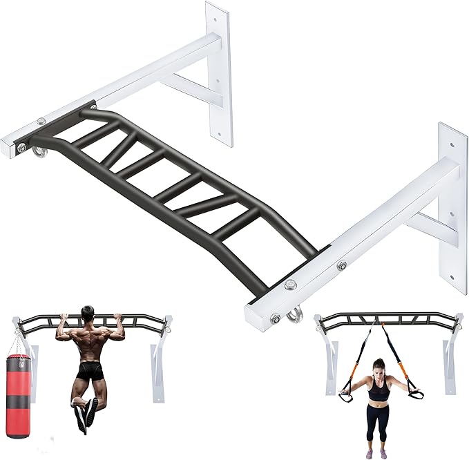 Upgrade Pull Up Bar Wall Mounted,Heavy Duty Multi Grip Chin Up Bar for Strength Training, 600 lbs Capacity, Durable Steel ...