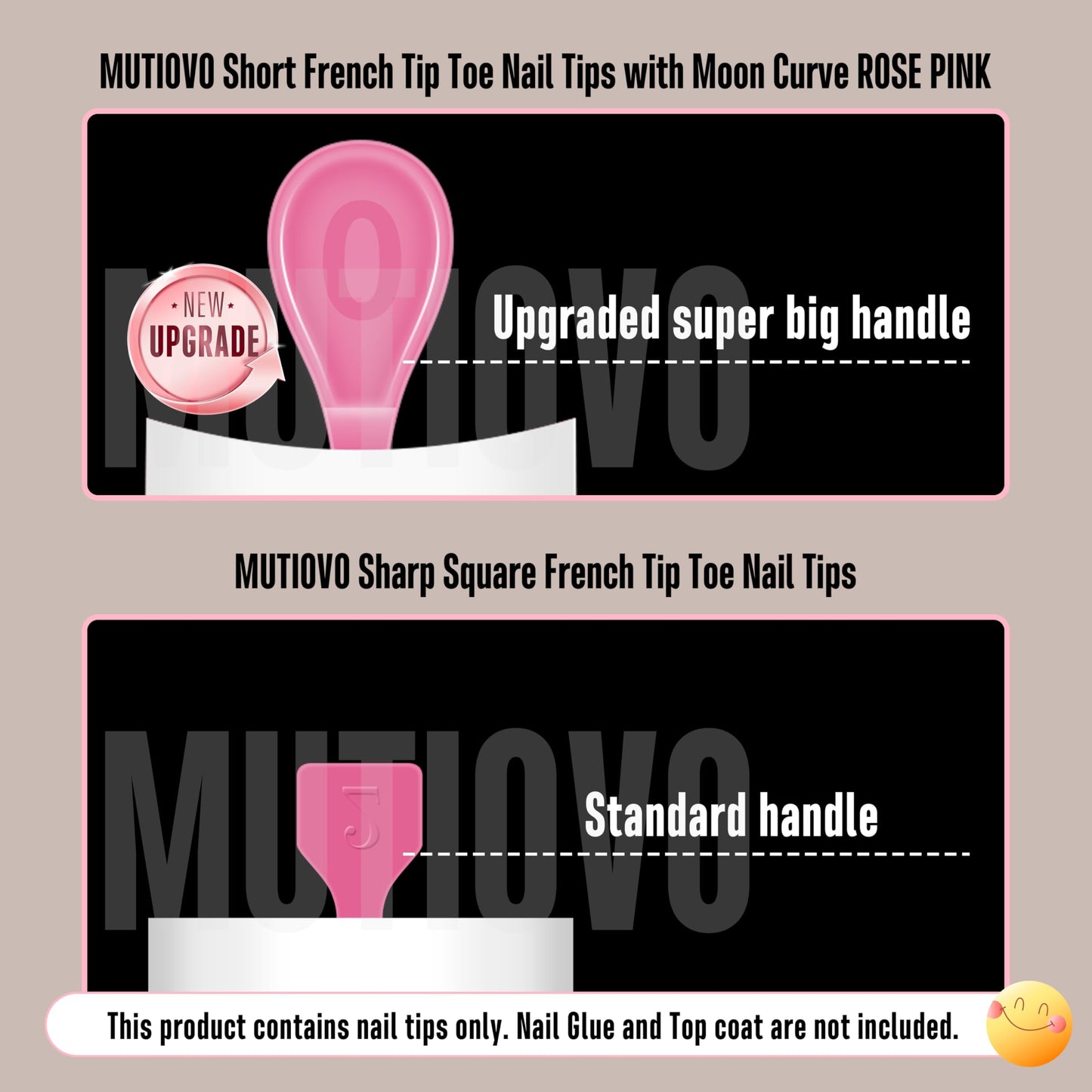 Short Toe Nail Tips White French Tip ROSE PINK Press on with Moon Curve,Soft Gel False Nail Kit,Thick Sharp Square Toenail Exten