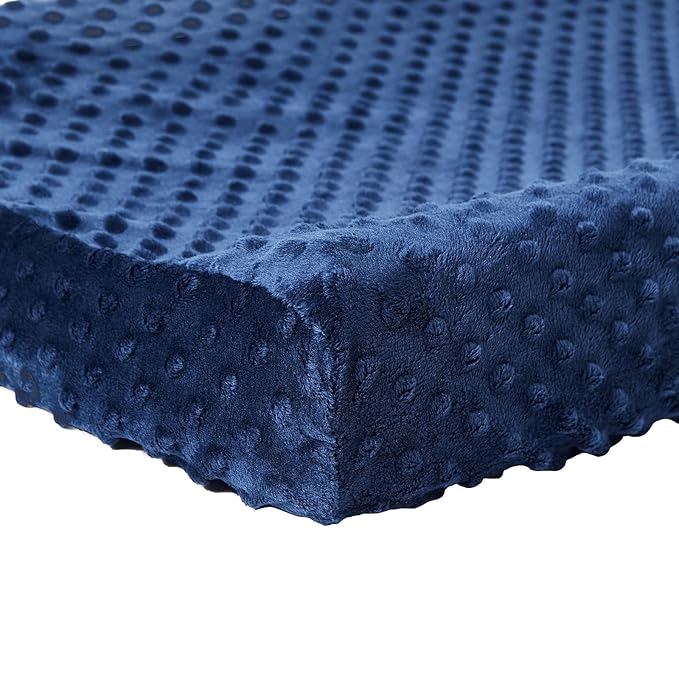 Baby Changing Pad Cover, Super Soft Plush Dot Diaper Changing Table Covers for Baby Girls and Boys, Ultra Comfortable, Safe for Babies, Fit 32"/34'' x 16" Pad (Estate Blue)