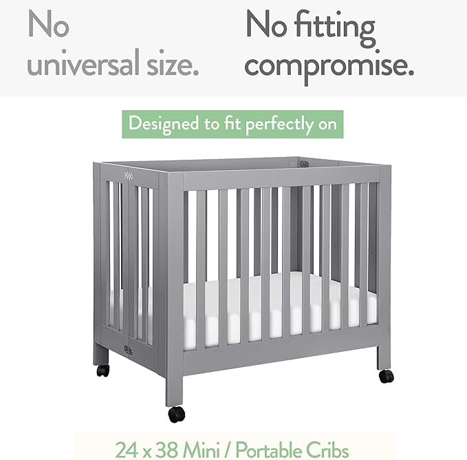 Mini Portable 24x38 Fitted Crib Sheets – Compatible with Dream on Me, Delta Porta Crib and Arms Reach Ideal Cosleeper – 100% Jersey Cotton – Cream + Brown – 2 Pack