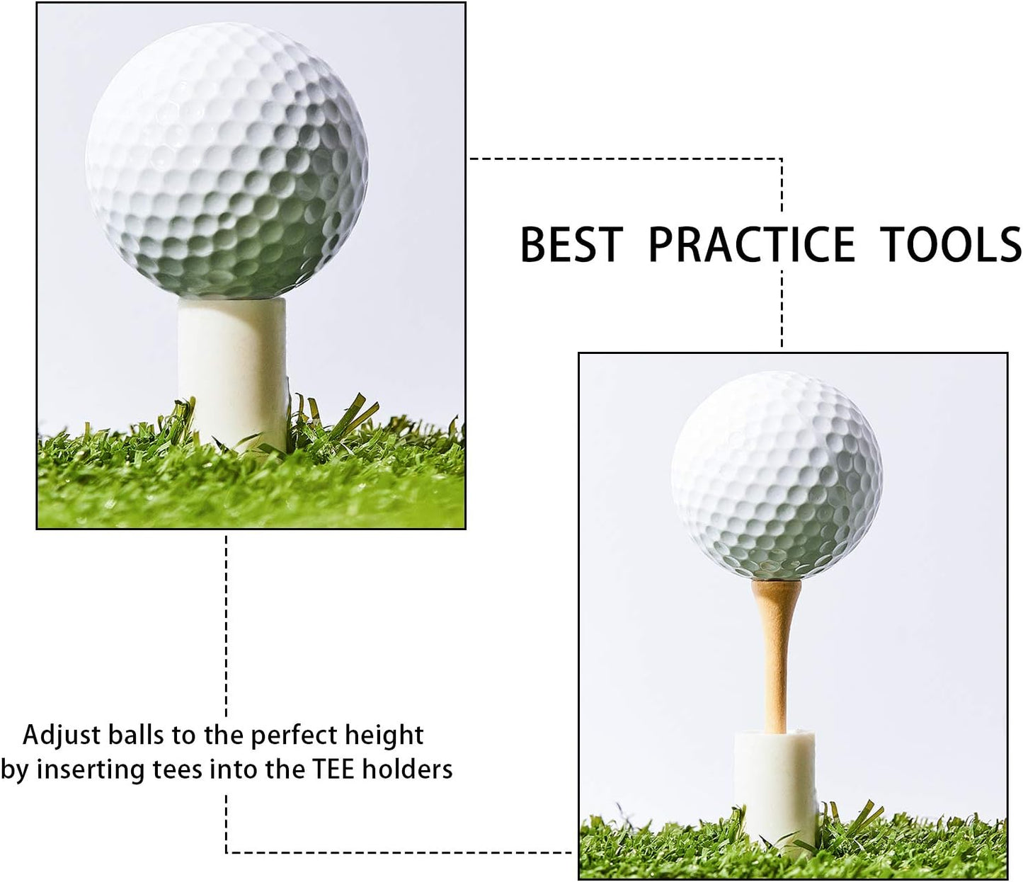 Sumind 10 Set Golf Rubber Tee Holder Set for Driving Range Golf Practice Mat Indoor Outdoor Size 1.5 Inch (10 Rubber Tee Holders, 10 Bamboo Tees)