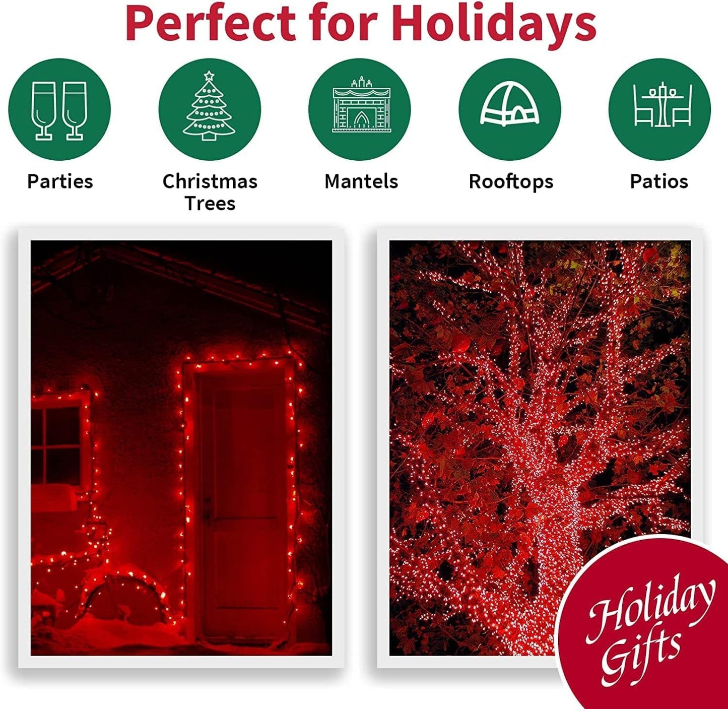 Lamphome 100 Count Red ValentineS Day Lights With 20Ft Green Wire Waterproof Mini String Lights For Holiday Decorations  Christmas Tree  Party  Wedding  Xmas  Home  Indoor & Outdoor Use