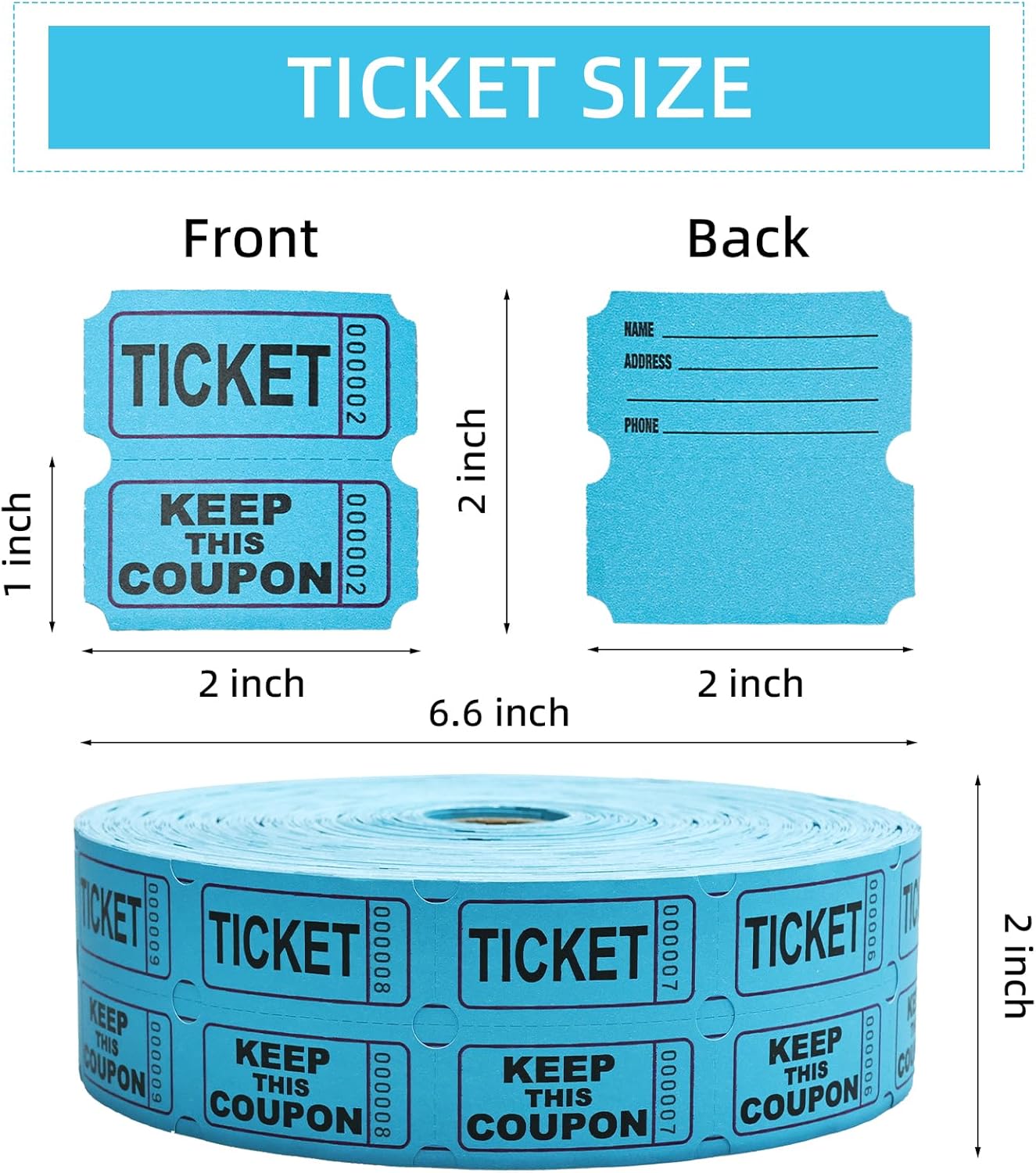 Raffle Tickets Roll - 2000 Tickets Double Roll for Fundraisers, Carnivals, Events - Durable Stub Design, Easy Tear & Organize(Green)