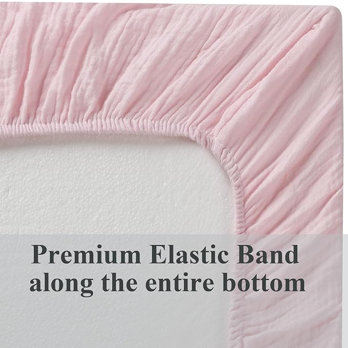 Muslin Bassinet Sheet Compatible with Baby Delight Beside Me Dreamer Bassinet, 2 Pack Cotton Stylish Boho Fitted Bassinet Sheets Super Soft for Baby Grey & Pink