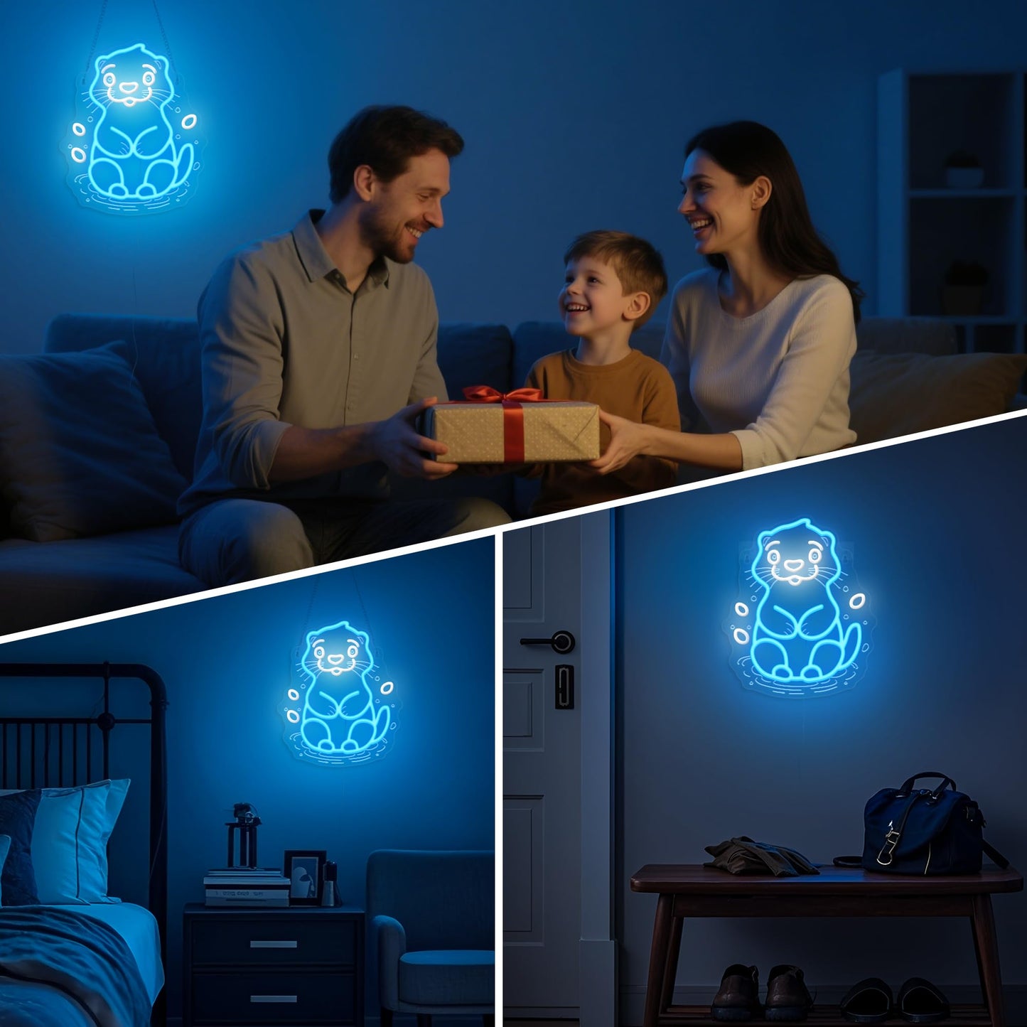 Sea Otter Neon Sign - Unique Wall Decor For Kids Bedroom  Gifts For Otter Lovers & Boys Girls  Usb-Powered Energy-Efficient Art With Hanging Kit