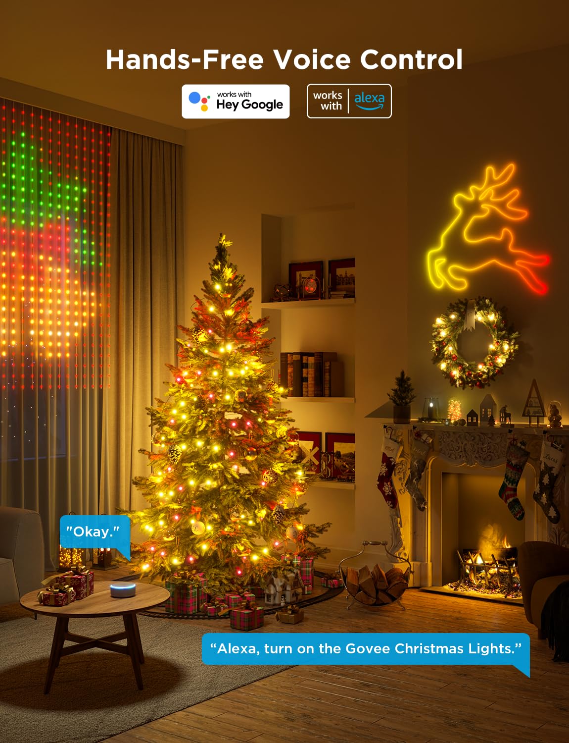 Govee Christmas Lights 66ft, Smart RGBIC String Lights App-Controlled, 125+ Scene Modes, IP65 Waterproof, Sync with Music, Works with Alexa, Holiday Party Decorations Indoor Outdoor