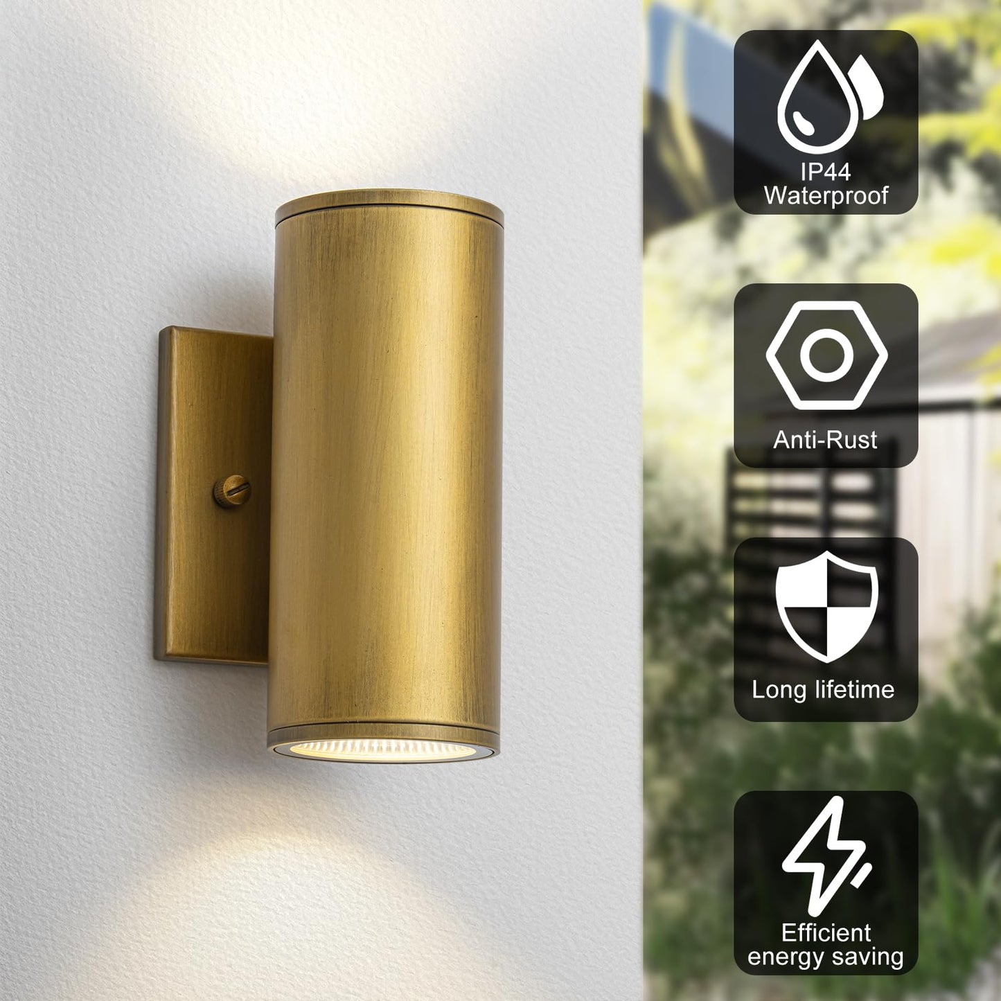 Zicbol Modern Led Outdoor Wall Lights 7 Cylinder Up And Down Exterior Lighting Fixtures Handmade Gold Outdoor Wall Sconce Wall Mount On Any Direction