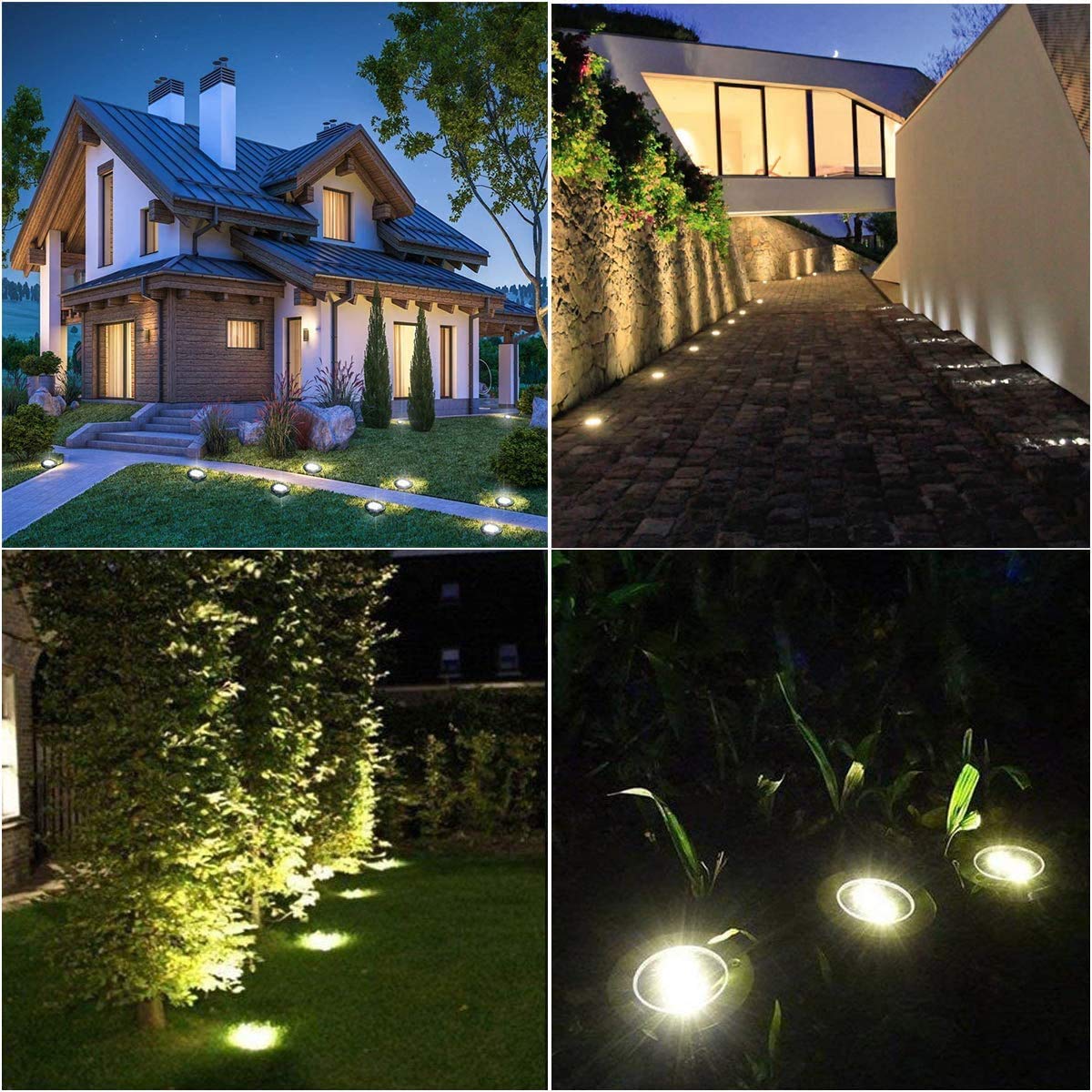 Rayolon Solar Ground Lights - Waterproof Landscape Lights, 4 Pack Warm Light For Garden, Pathway, Deck, Lawn, Patio