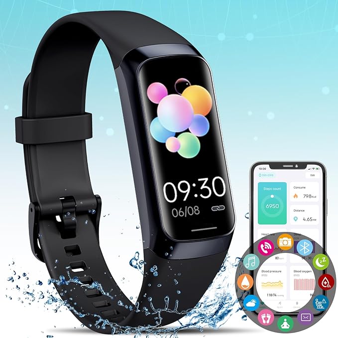 Fitness Tracker,Smart Watch with Blood Pressure Heart Rate Body Temperature & Sleep Monitor IP67 Waterproof Step Calorie C...