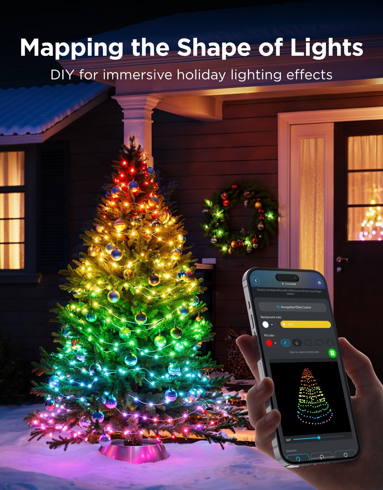 Govee Rgbwic 164Ft Christmas String Lights, 500 Leds, Smart App Control, Green Wire, Indoor/Outdoor Holiday Decor, Model H70C7