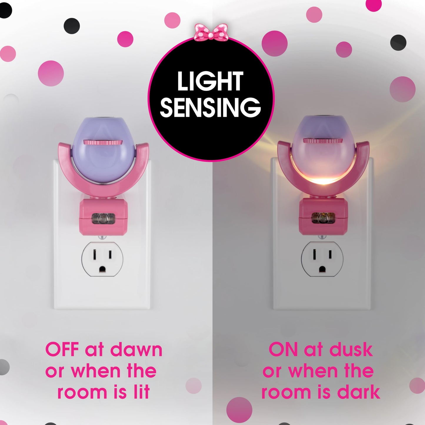 Projectables Disney Minnie Mouse LED Night Light Projector, 1 Pack, Purple/Pink, Model 57958