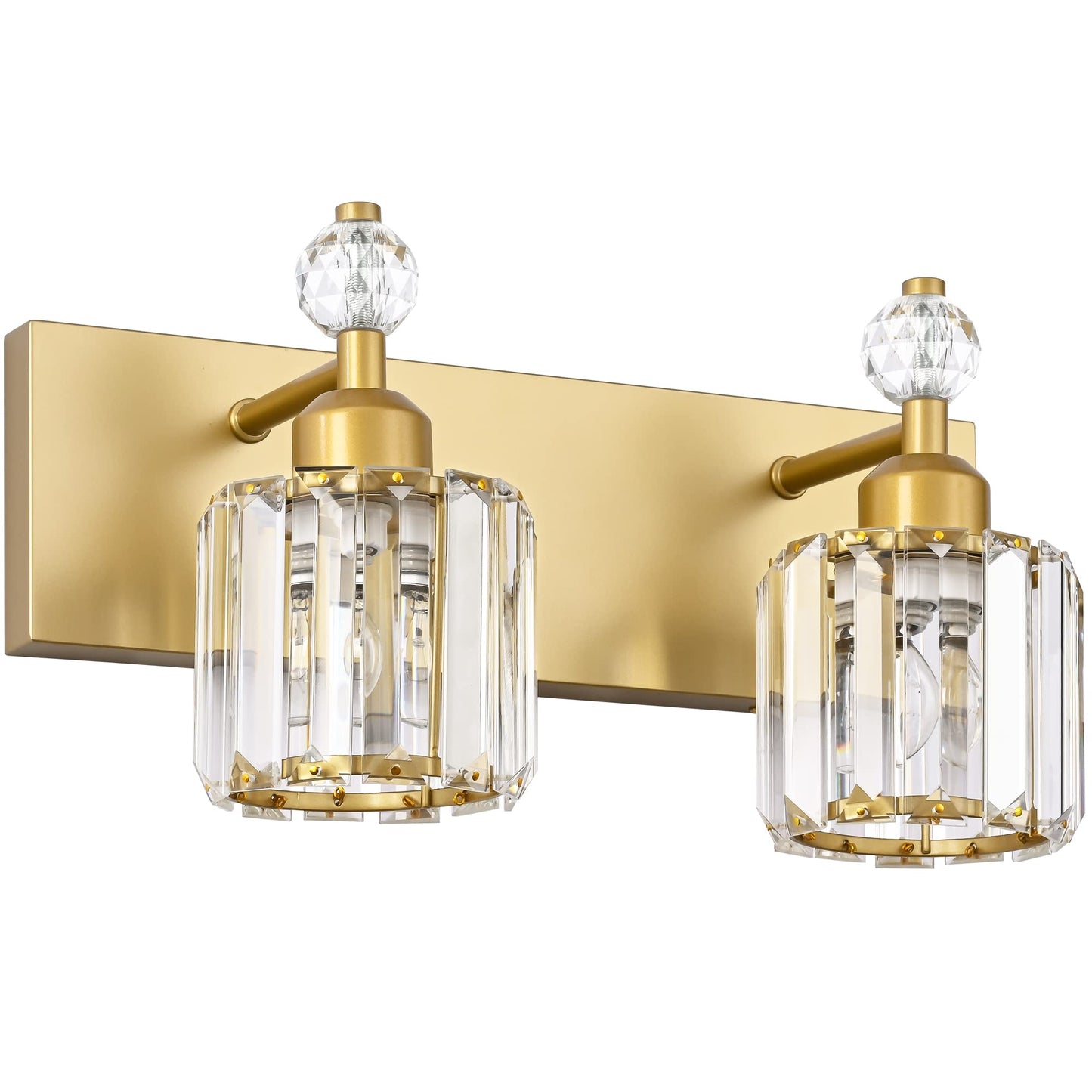 Presde Modern Chrome 2-Light Bathroom Vanity Light - Stainless Steel, Gold Finish, Over Mirror Sconce