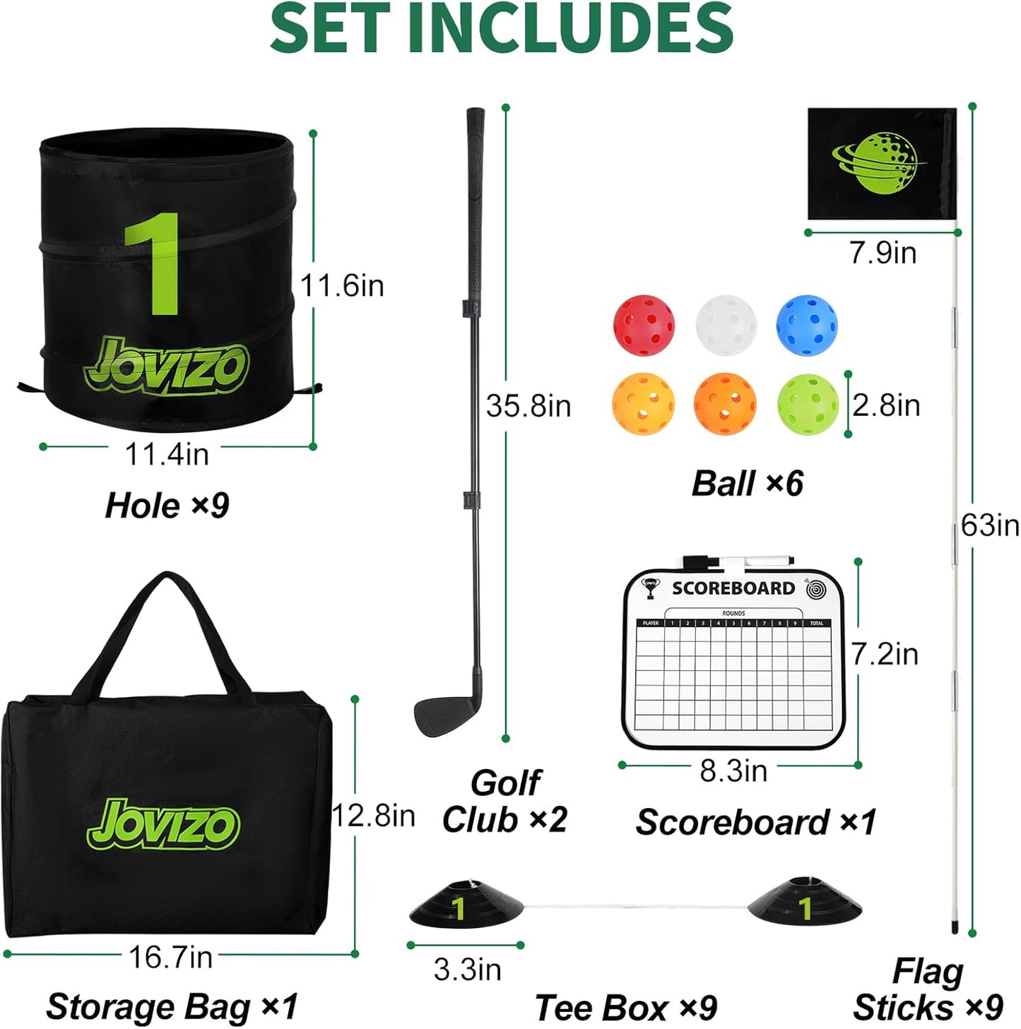 Golf Chipping Game with 2 Retractable Clubs & 9 Holes, Portable Golf Set for Adults Kids, Outdoor Indoor Sports Practice Christmas Toy Gift for Family Play Yard, Backyard, Lawn, Beach