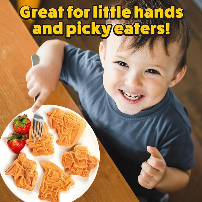 Dungeon Heroes Electric Mini Waffle Maker- Eat Wizards Fighters Clerics for Holiday Breakfast Fun- Novelty Pancakes in Minutes, Non-Stick Fantasy Dragon for Tabletop Gamers- Great Waffler Xmas Gift