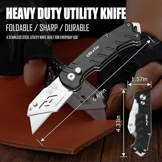 UltraTac Military Grade Multitool Gift Set for Men, Compact Survival Kit for Car Emergency, Christmas or Birthday Gift for Man, Pocket EDC Tools for Camping, Hiking & Quick Fixes - Stainless Steel