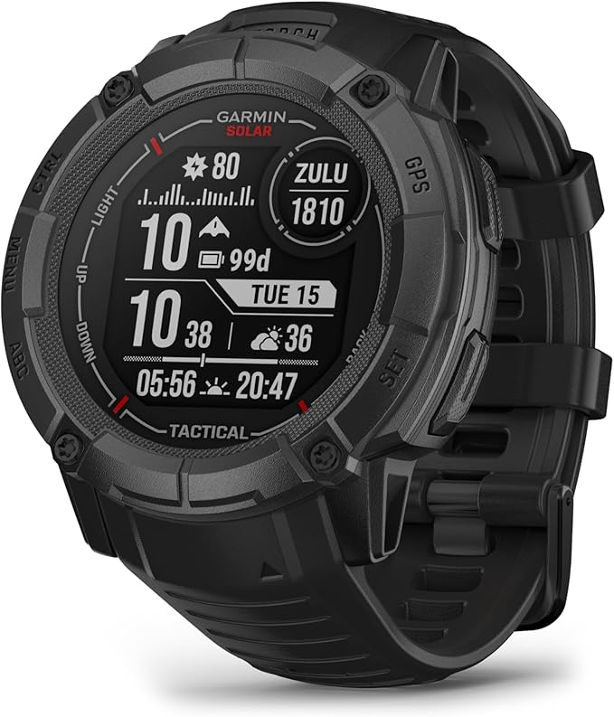 Garmin Instinct 2X Solar - Tactical Edition, Rugged GPS Smartwatch, Built-in Flashlight, Ballistics Calculator, Solar Char...