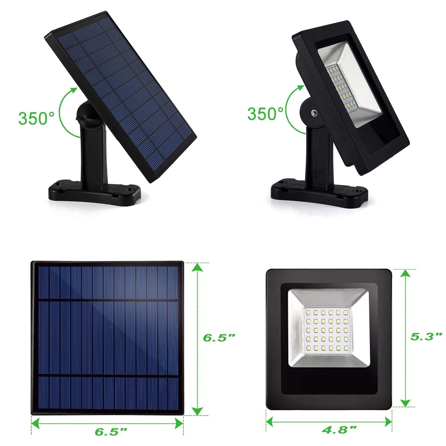 Awanber Solar Powered Flood Lights, IP65 Waterproof, 350? Adjustable, 1 Pack, Black