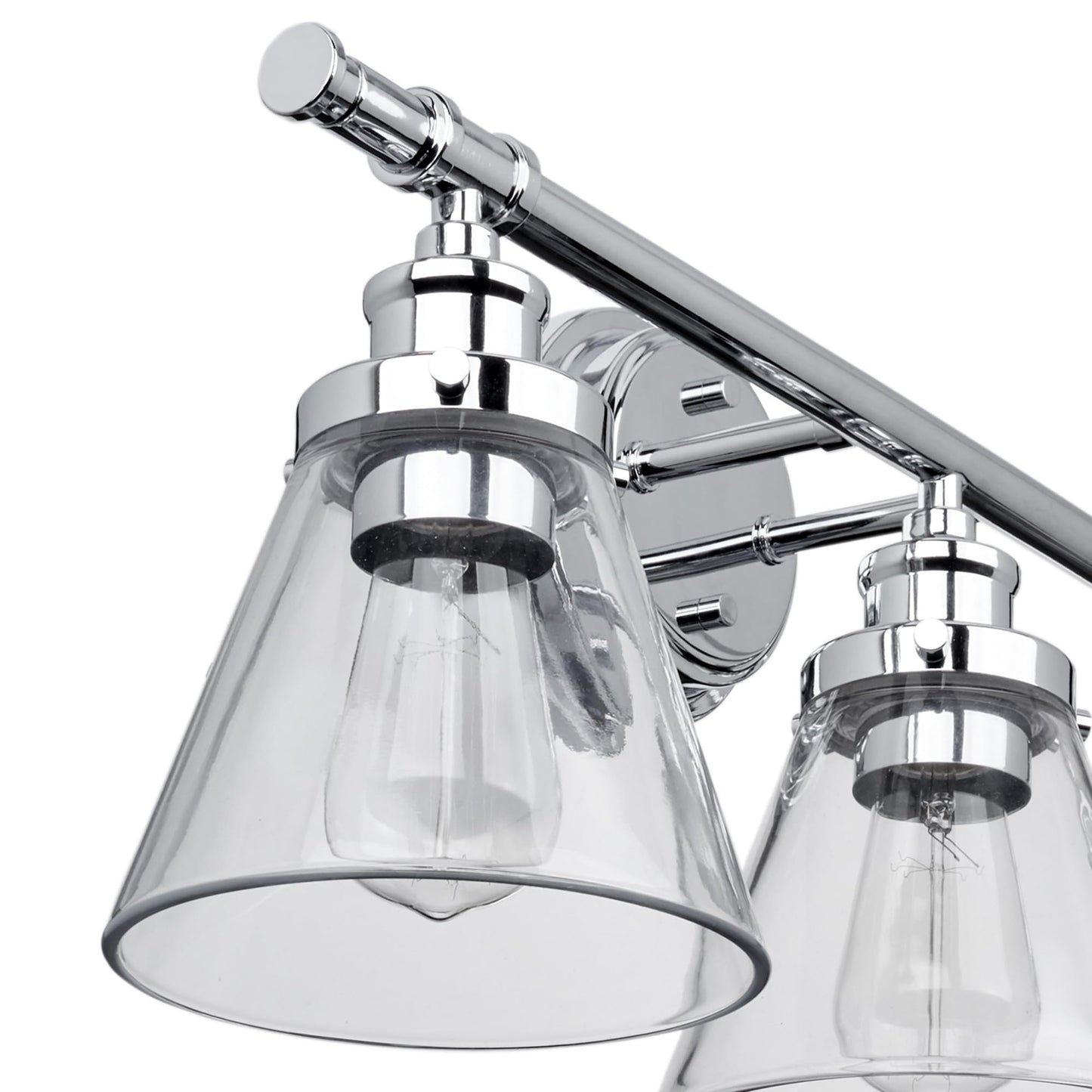 Globe Electric 51234 5-Piece All-In-One Bathroom Set  Chrome  23 3-Light Vanity Wall Light With Clear Glass Shades  Towel Bar And Ring  Robe Hook  Toilet Paper Holder  Beauty Room Accessories