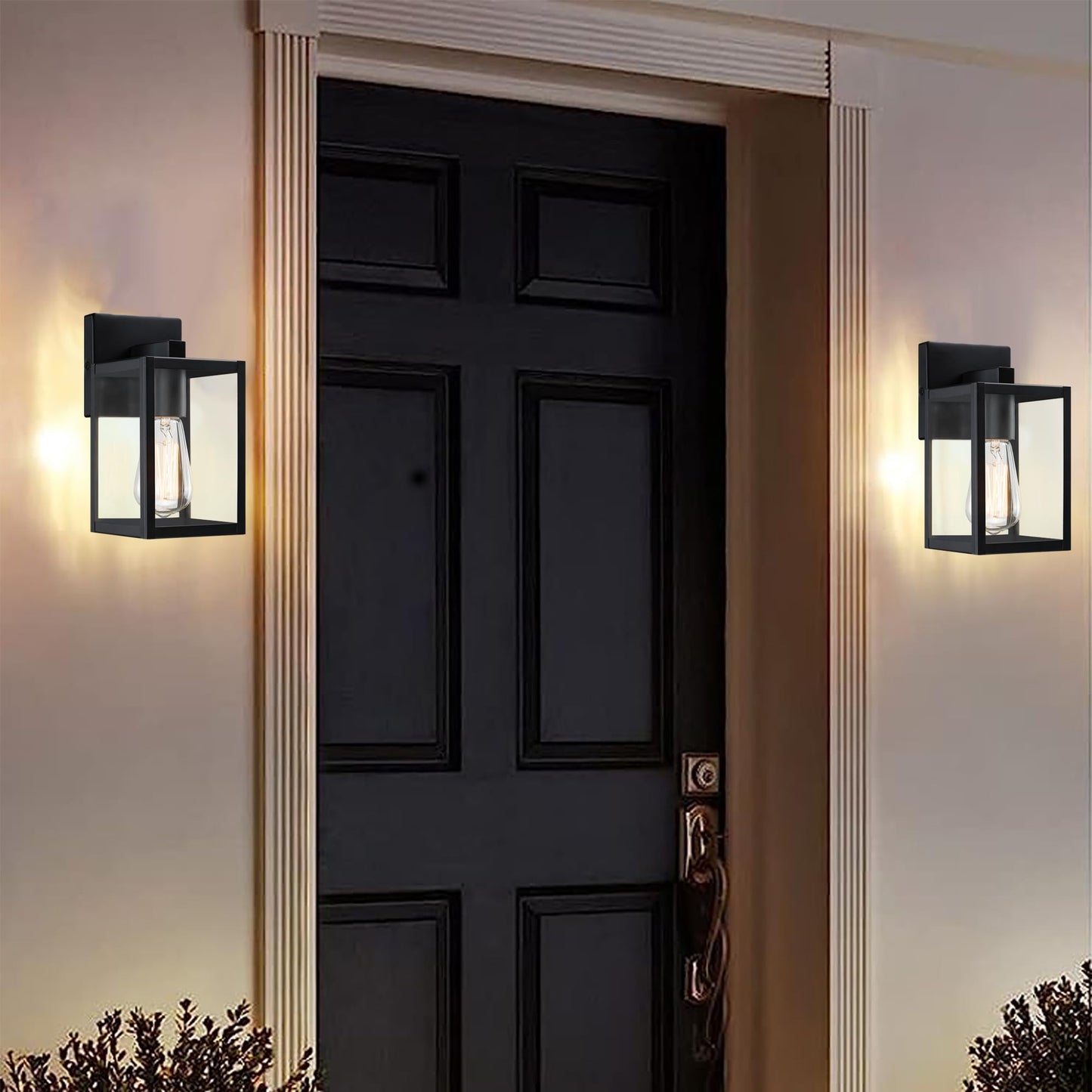 Faymart Lighting 2 Pack Small Outdoor Sconce Lights 10 Inch Outdoor Wall Lantern Light Exterior Sconce Metal And Glass Small Porch Light  Black Outdoor Lanterns For Front Porch Garage Balcony