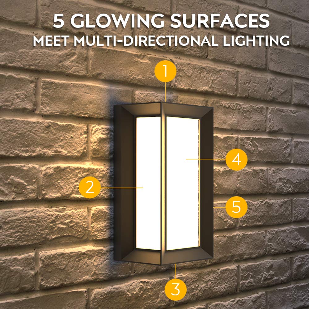 Sytmhoe Outdoor Wall Lights, 2-Pack LED Sconce, IP65 Waterproof, 3-Color, Matte Black, Model 4021-3CCT2P