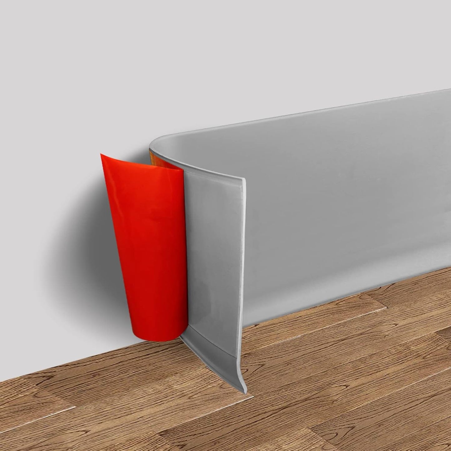 Vinyl Wall Base Baseboard Molding Trim 6" Flexible Self Adhesive Rubber Wall Base Moulding Trim Peel and Stick Design, 6 Inch x 20 Feet, Gray