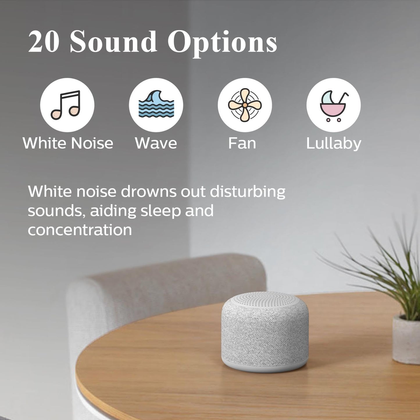 REACHER Travel White Noise Sound Machine,Portable Mini Noise Machine for Sleeping with 20 Soothing Sounds, Small Bluetooth Speaker, Baby, Adults, Rechargeable