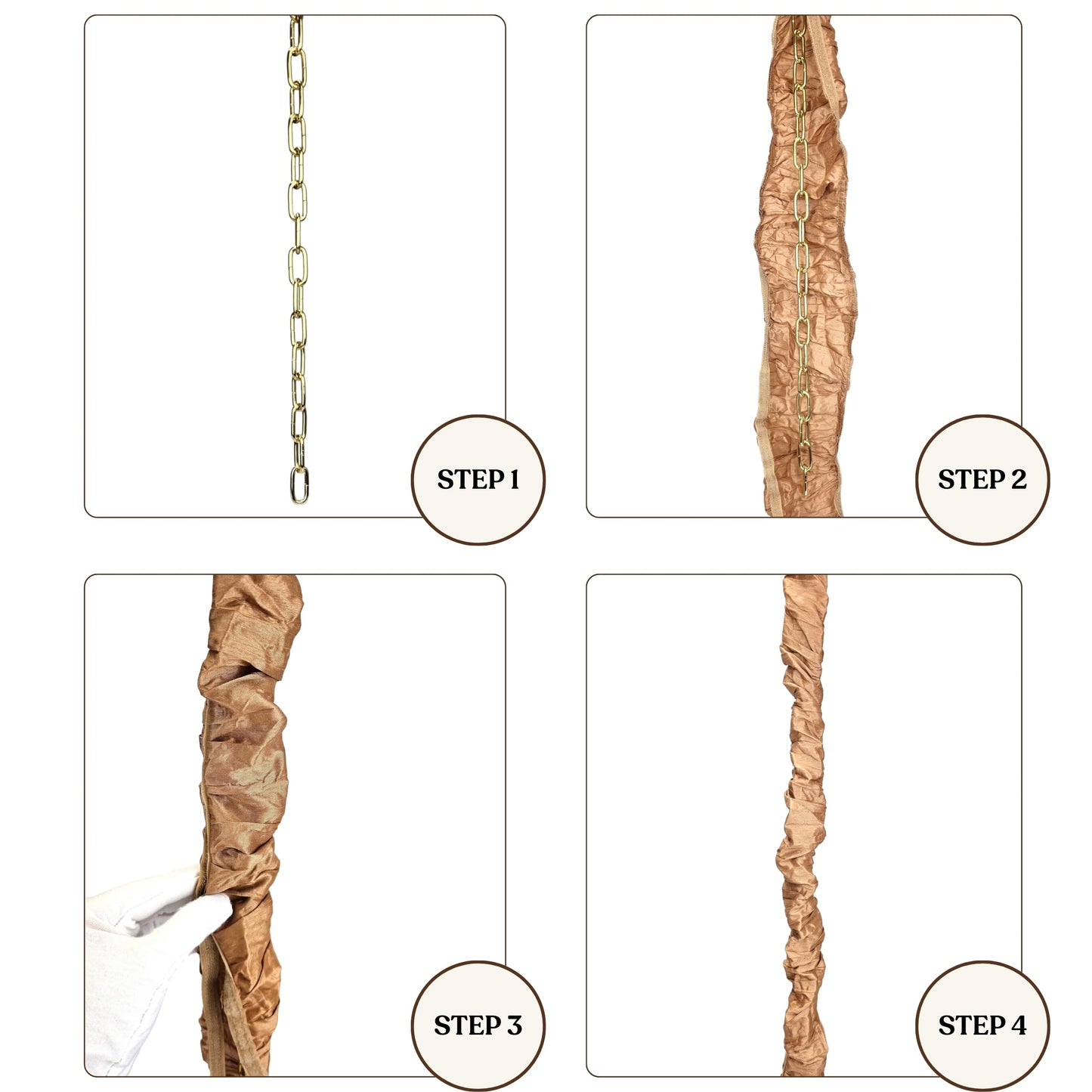 Royal Designs, Inc. Cc-1-Lb Beige Cord & Chain Cover, 4 Linen Fabric, Touch Fastener, Linen Beige