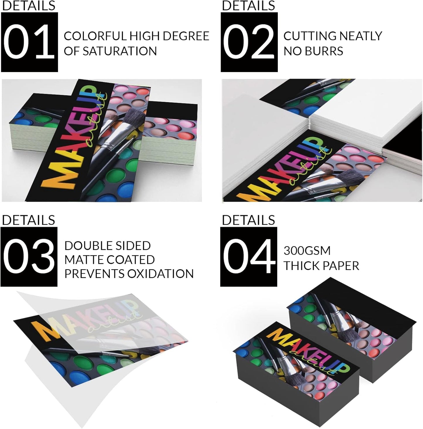 Custom Business Cards 100PCS Double-sided Printing Business Cards Customize with Your Logo Personalized 3.5"x 2" Cards for Business - Make Up