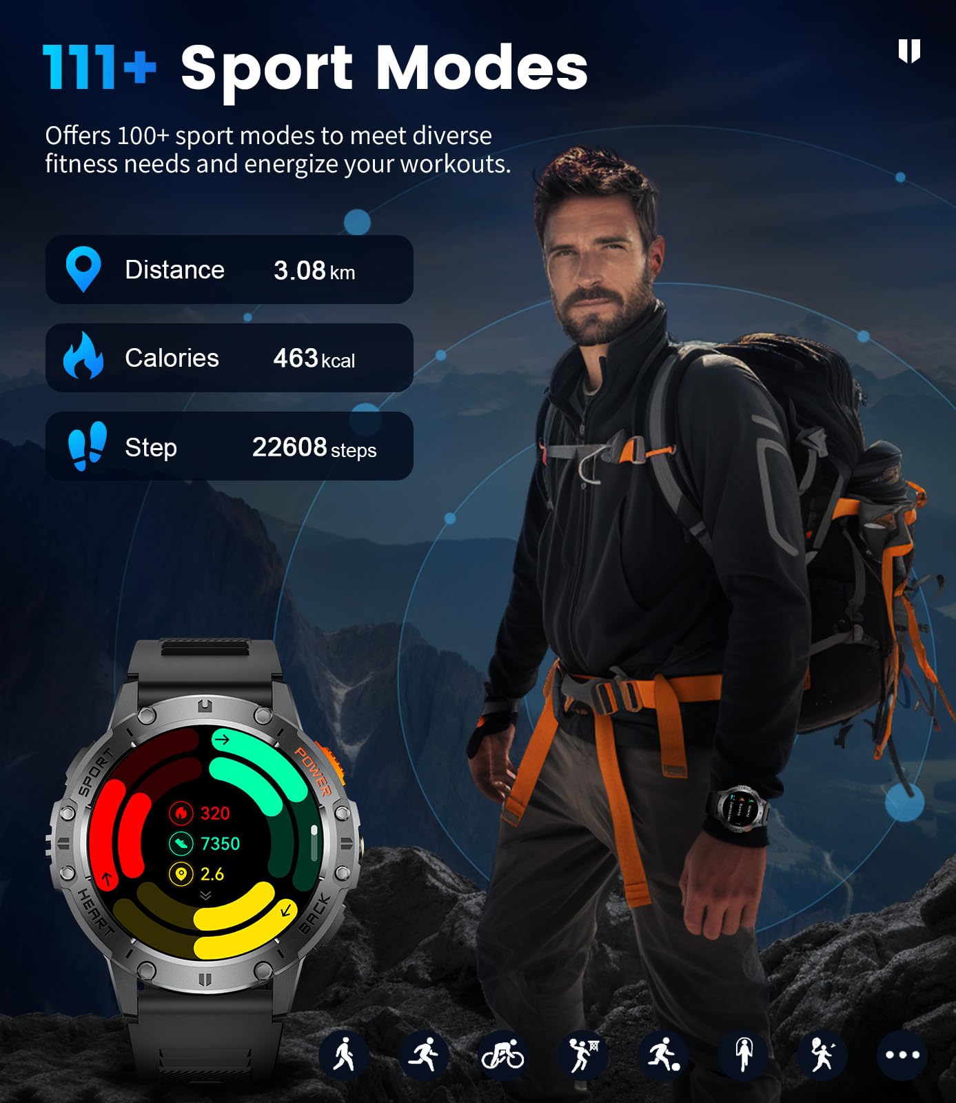 LIGE Military Smart Watches for Men(Answer/Make Call) - 3 Straps,1.43" HD AMOLED Upgraded Outdor 530mAh Sports Smartwatch with Flashlight/Heart Rate/Sleep Monitor/IP68, Fitness Tracker for Android iOS