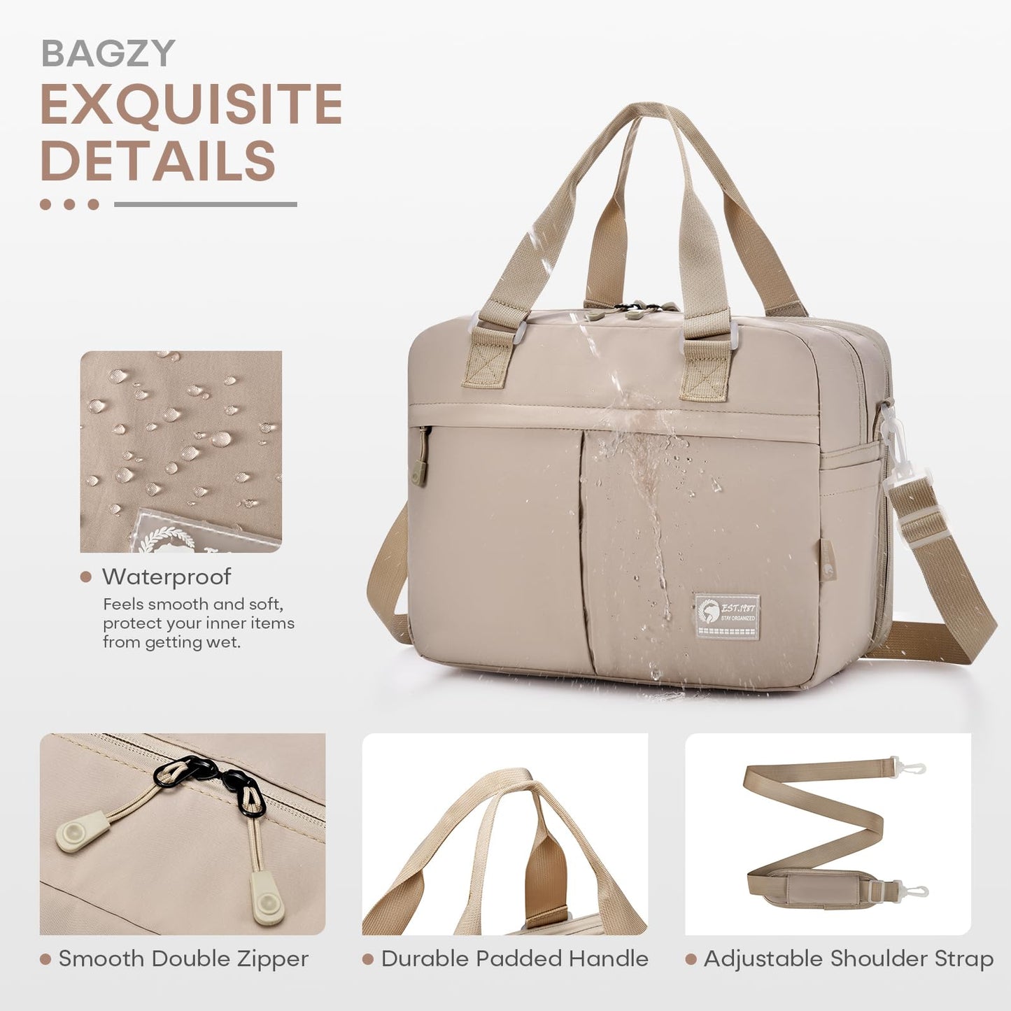BAGZY 40x30x15cm Personal Item Bag Expandable 40x30x25cm Gym Bag Lightweight Travel Duffle Bag Mens Weekender Bags for Women with Wet Pocket for Overnight Hospital Carry on Bags for Airplanes Black