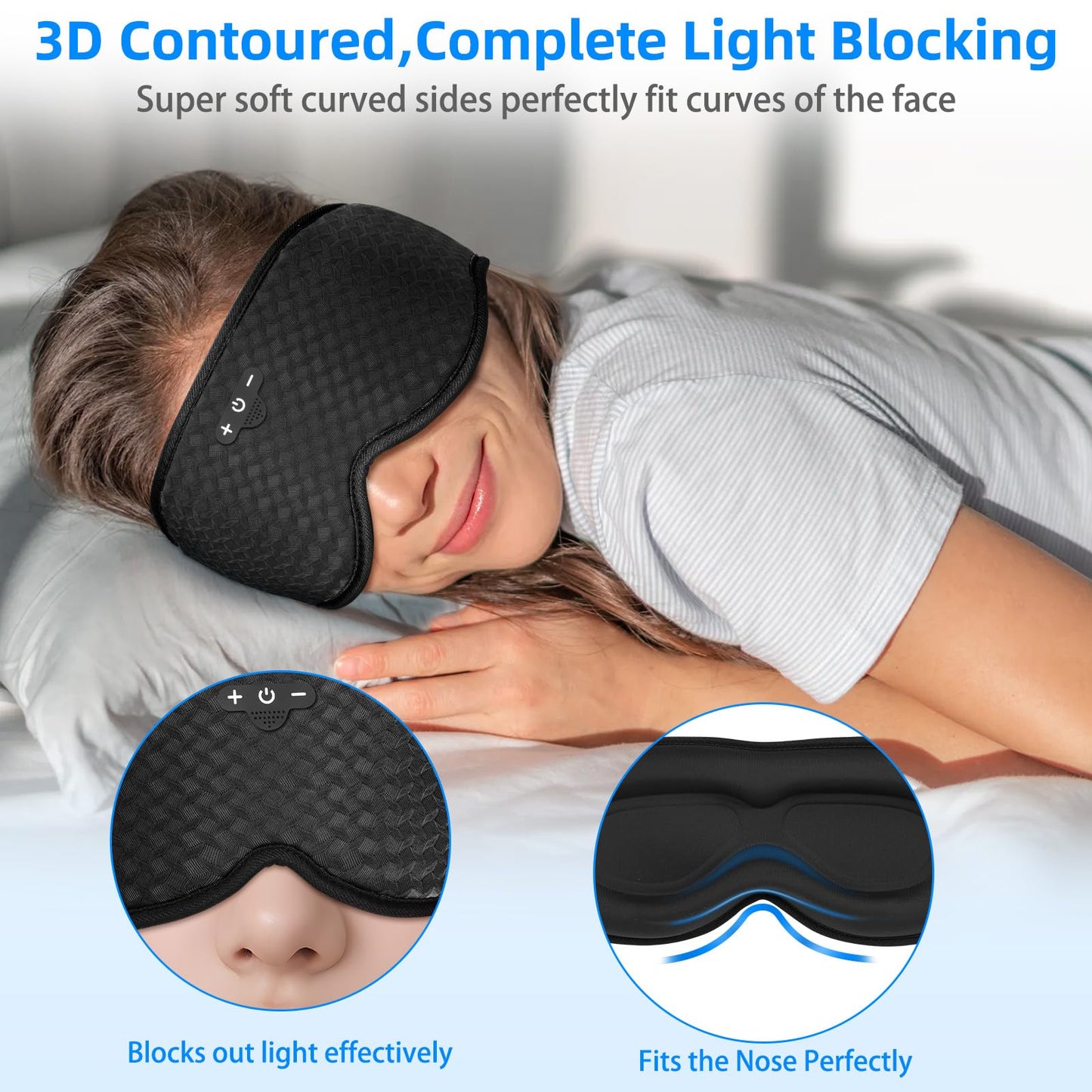 Sleeping Eye Mask with Headphones, Wireless Bluetooth 5.4 Sleep Mask for Men Women, Sleeping Headphones for Side Sleepers, Cool Gadgets Gifts