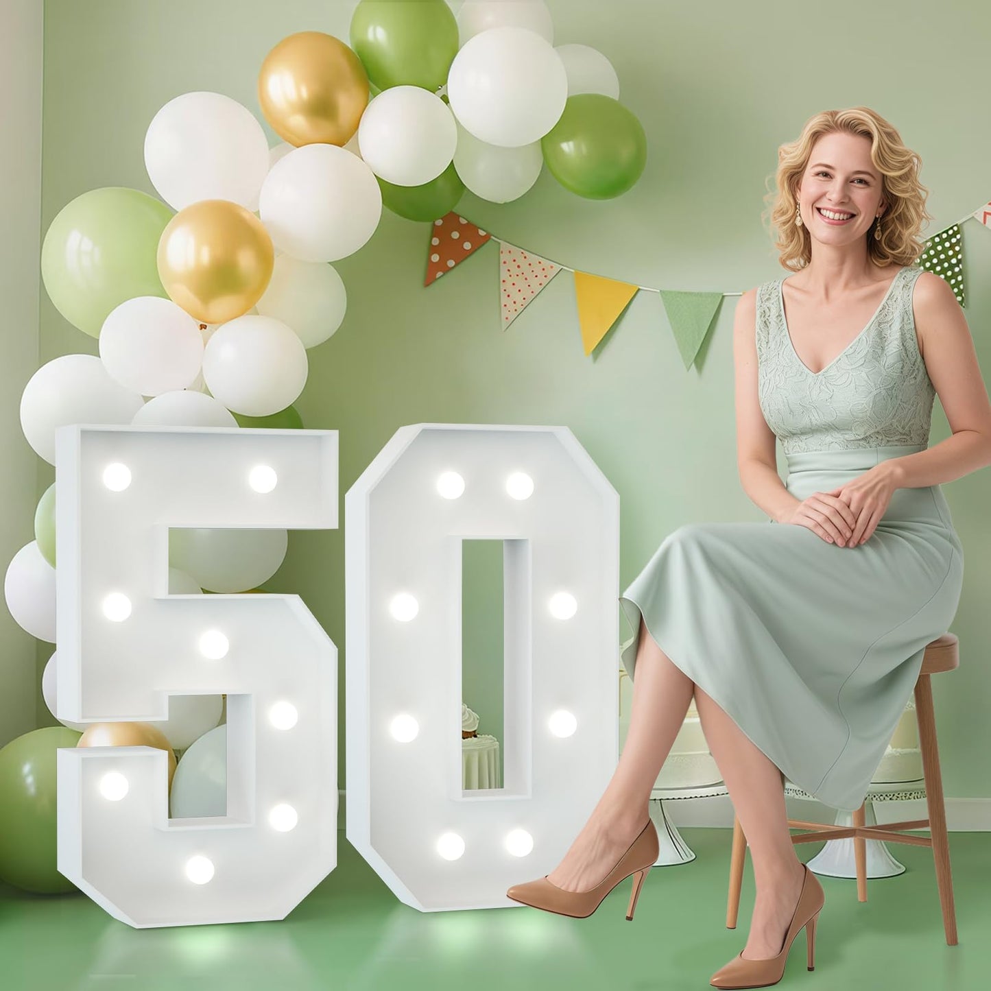 Joymuse 2.3Ft 50 Marquee Numbers  50 Light Up Numbers 50Th Birthday Decorations For Birthday Party Anniversary Backdrop