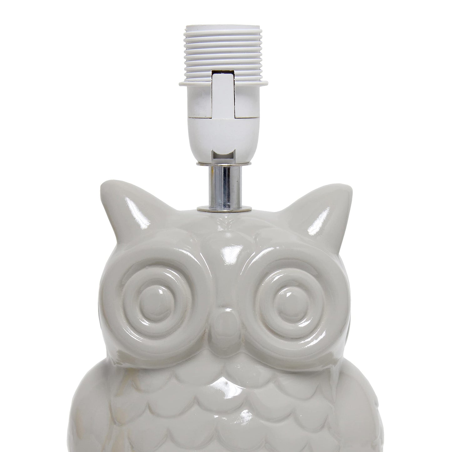 Simple Designs Lt1136-Gry Gray Ceramic Owl Table Lamp 12.8 With Fabric Shade For Bedroom, Living Room, Nursery