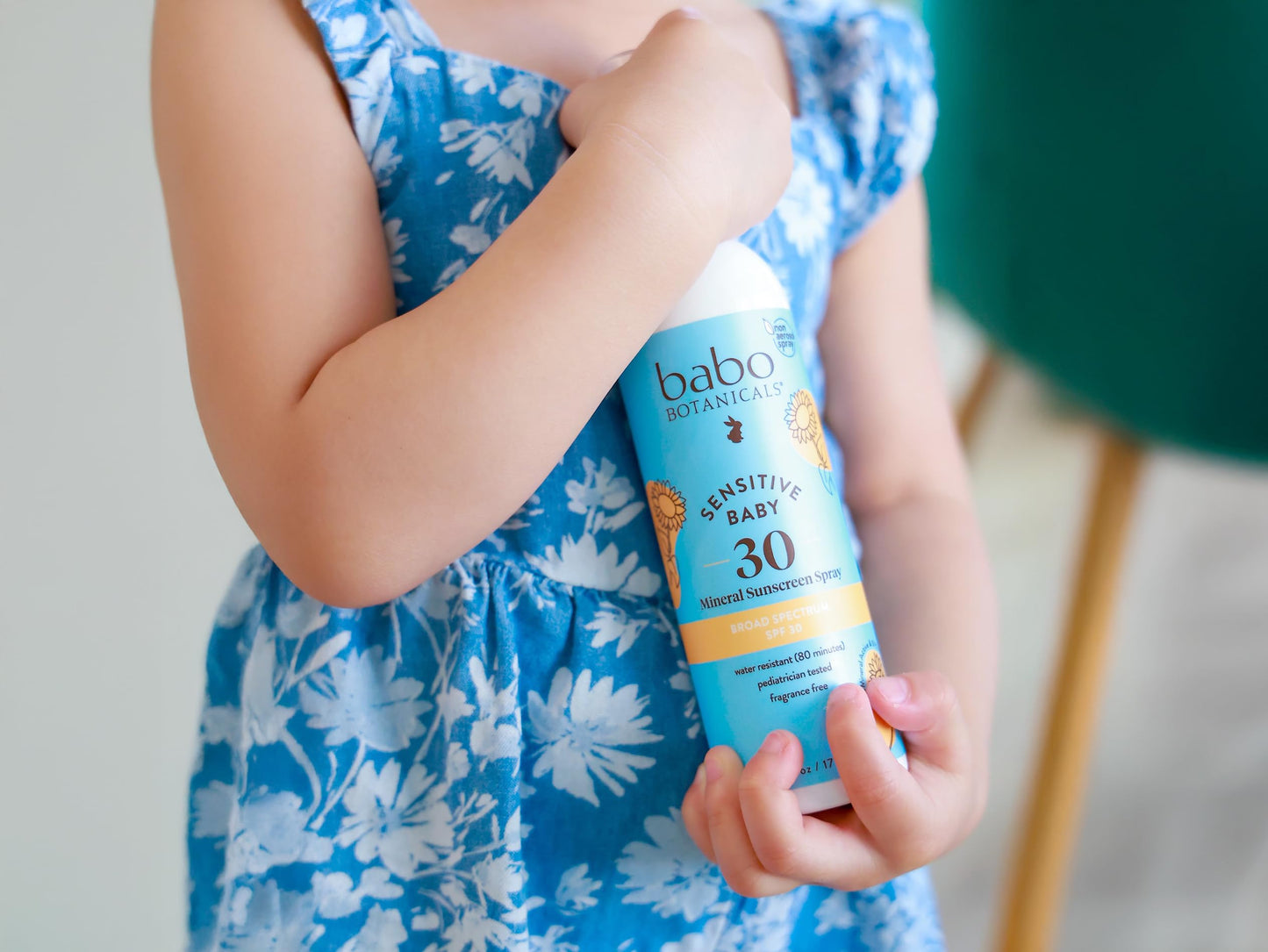 Babo Botanicals Baby Skin Mineral Sunscreen Spray SPF 30 with 100% Zinc Oxide Active, Water-Resistant, Unscented, 6 Fl Oz