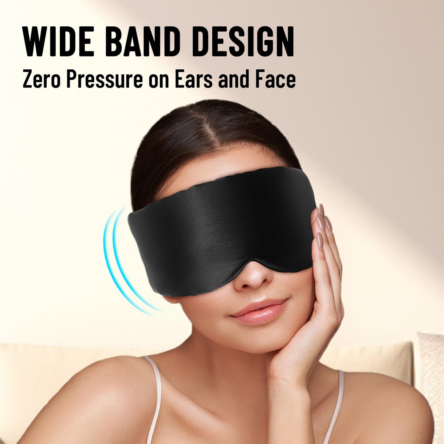 ATreebay 100% Mulberry Silk Sleep Mask, Large Eye Cover for Sleeping, Comfortable and Pressure-Free Sleeping Masks for Women Men, Completely Blackout (Black)