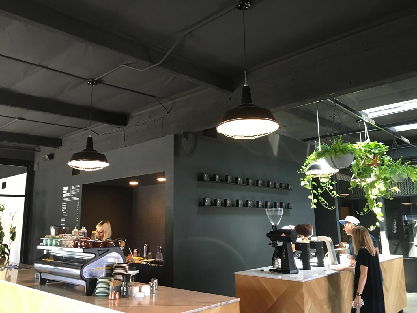 Steel Lighting Co. Manhattan Warehouse Light | Ceiling Mounted Pendant | 20 inch Dome | Flush Mount | Large Steel Barn Light Made in America | Black Exterior/White Interior