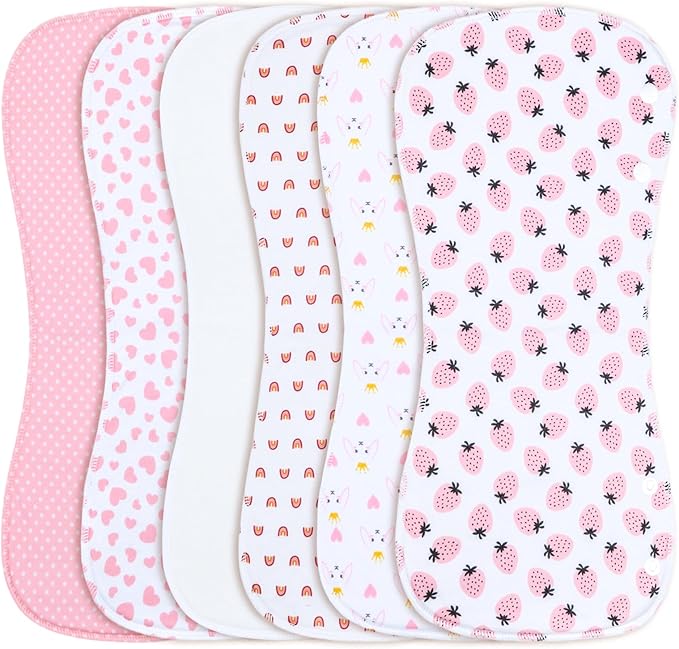 Baby Burp Cloths &Baby B.ibs 2-in-1 Design 3 Layers Thicken Cotton Absorbent and Soft Spit Up Burping Rags Set for Newborn (Multicolor-02)