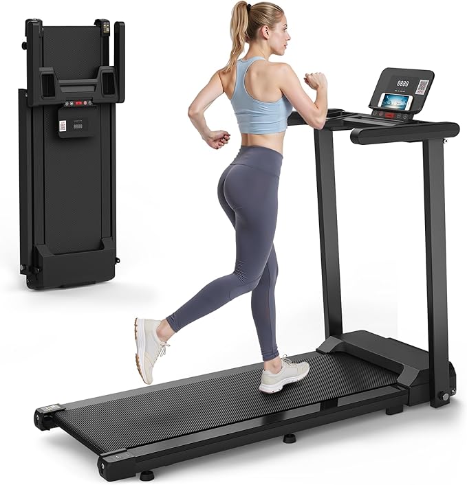 FANOFUN Folding Treadmill with Handles - 2.5HP Ultra-Quiet Electric Treadmill for Home, 300LBS Capacity, 12 Programs, Shoc...