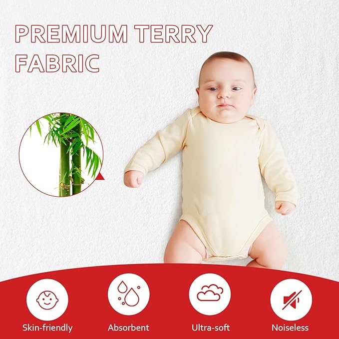 Pack and Play Sheets & Waterproof Terry Pack N Play Mattress Protector Pad Cover 4 Pack, Viscose Terry Pack N Play Sheets Set, Grey & Pink