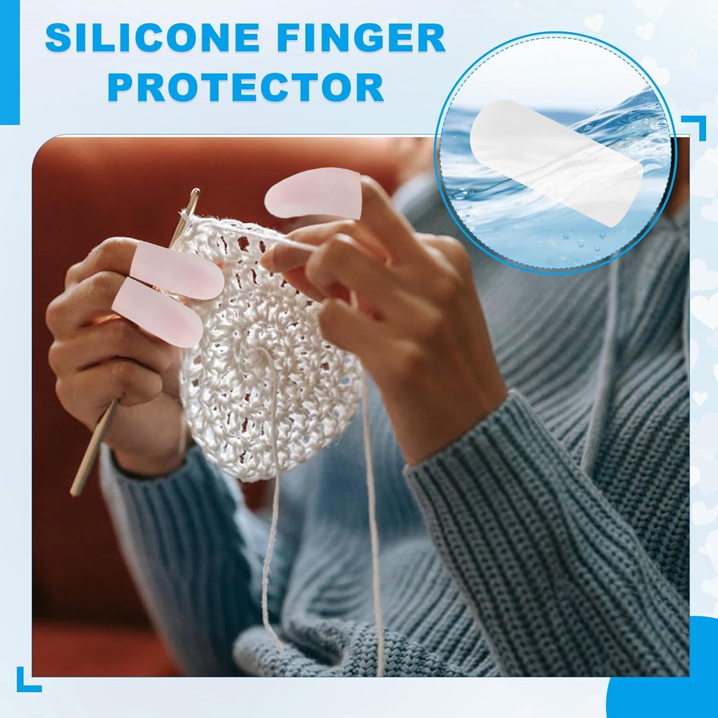PATIKIL Gel Finger Cots 1.8"x0.67", 14 Pcs Silicone Finger Protector Support Finger Sleeve Cushions Thumb Protector Covers Fingertip Caps Gloves for Finger Cracking, White
