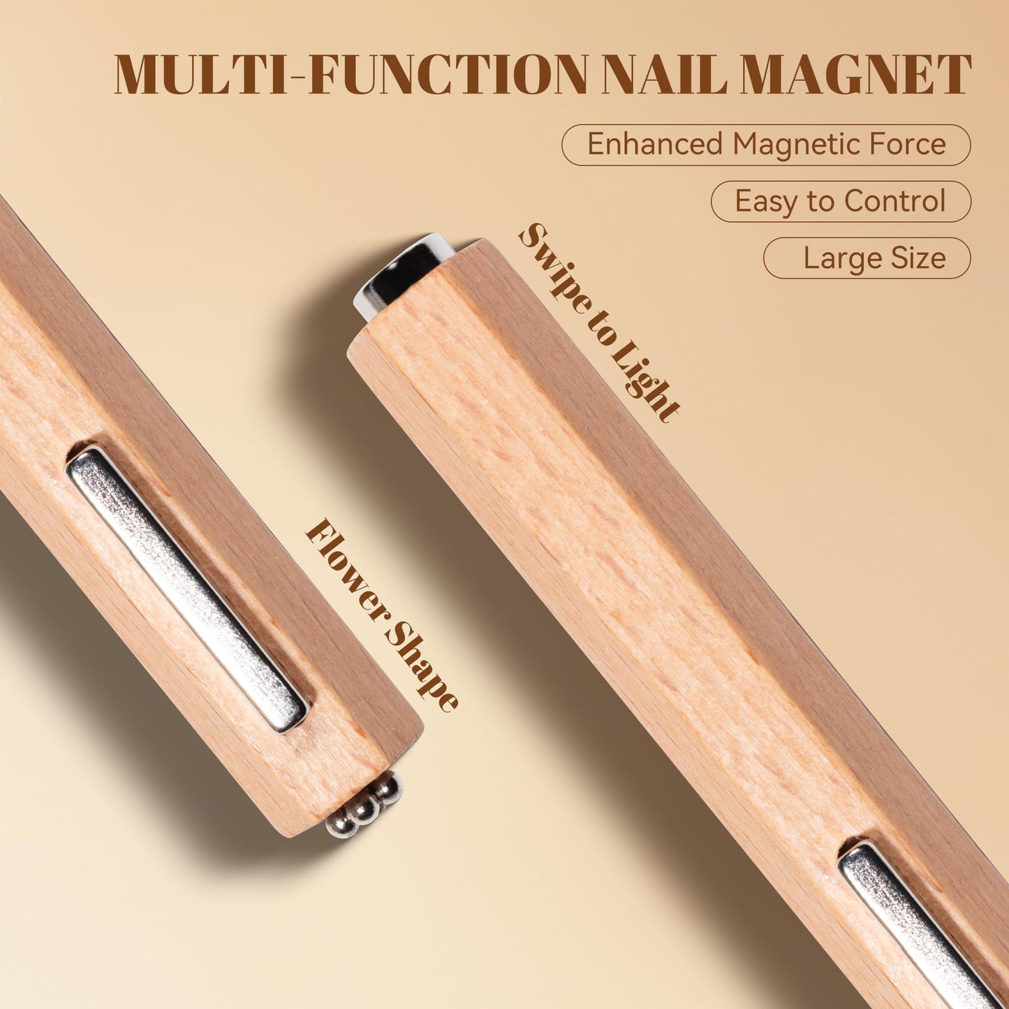 YTD Likomey Multi-functional Removable Cat Eye Nail Magnet Stick,Rocket High Force Cylindrical Wooden Handle Versatile Pen Magne