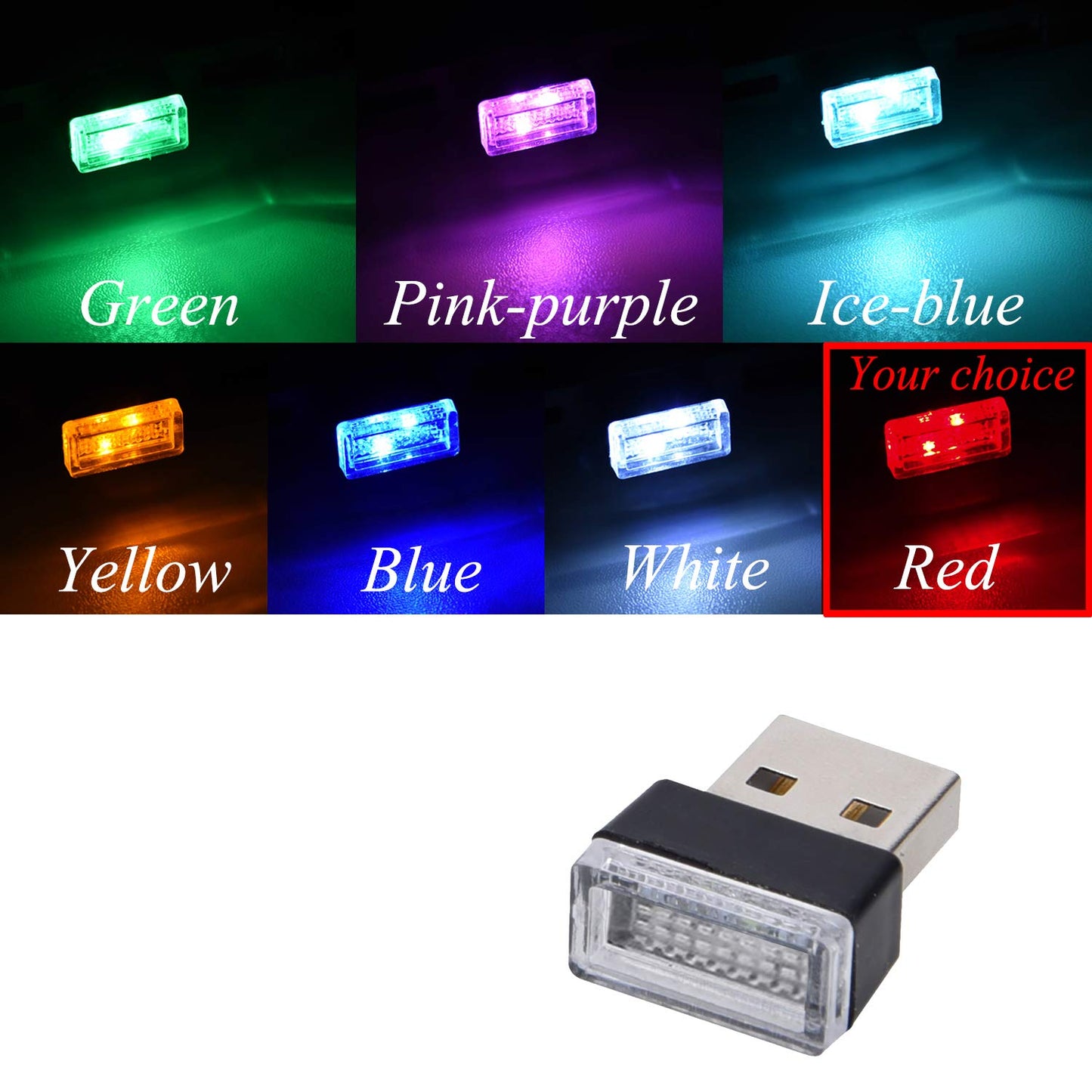 Febrytold Mini Usb Led Car Interior Lights - 2 Pcs Red Ambient Lighting, Model Fbd19120538