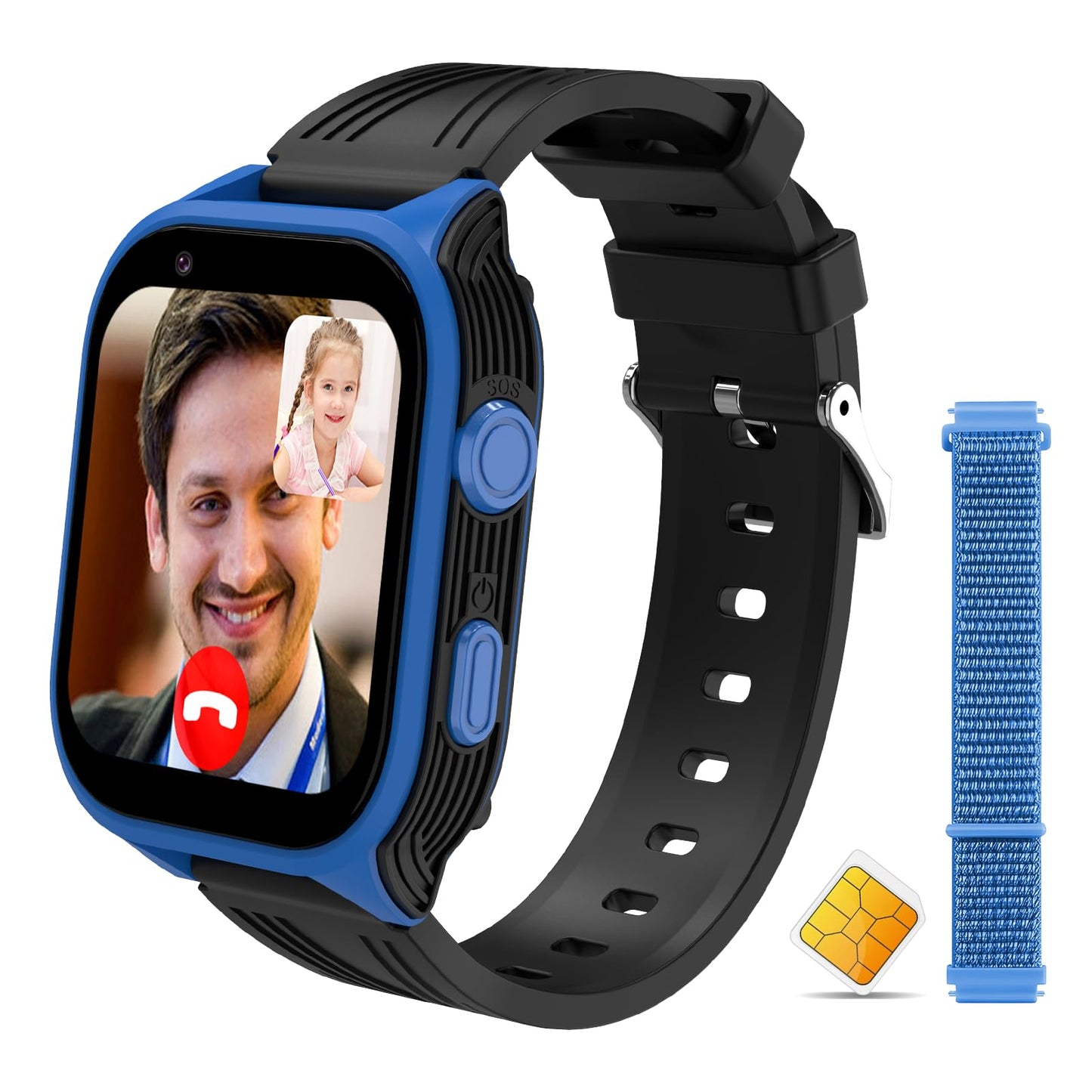 4G Kids Smart Watch With Sim Crad Gps Tracker Whatsapp 1.83 Large Touch Screen Wifi, Call, Voice Video Chat, Sos, Bluetooth, Ala