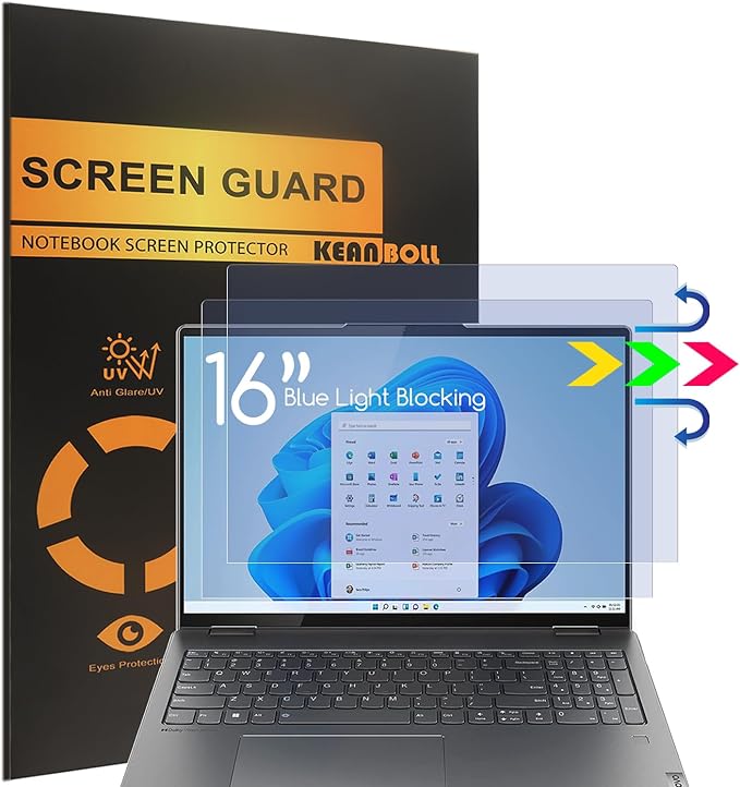 2 Pack 16 inch Screen Protector for Lenovo Yoga 7i 16, Anti Blue Light Screen Protector for Lenovo Yoga 7i 16 2-in-1 Lapto...