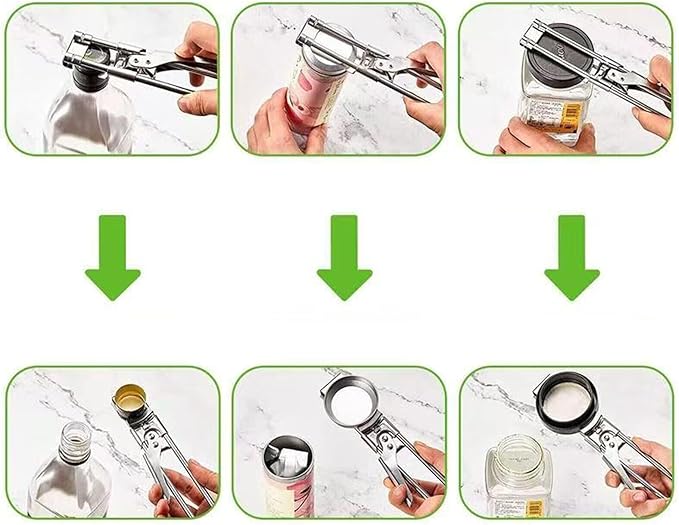 2026 Upgrade Adjustable Stainless Steel Jar Opener, New Jar Opener for Weak Hands, Multifunctional Lid Gripper & Bottle Opener with Handle, Easy-Open Kitchen Tool for Seniors and Kids (2 Pcs)