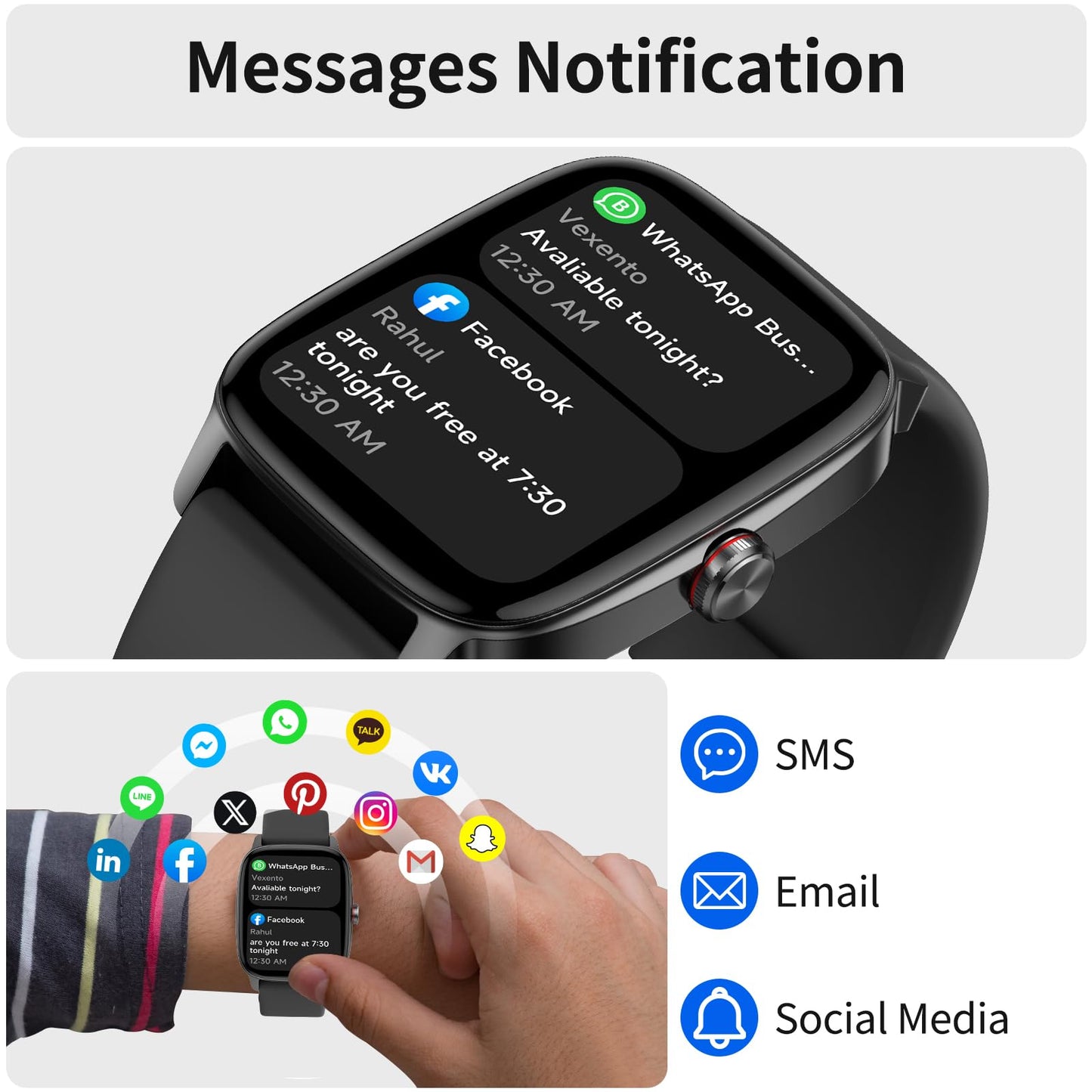 YMZ Smart Watch for Men Women, IP68 Waterproof, Bluetooth Calling, Fitness Tracker, Sleep Monitoring, 1.85'' DIY Dial, AI Built-in, 7 Days Battery, Compatible with Android & iOS