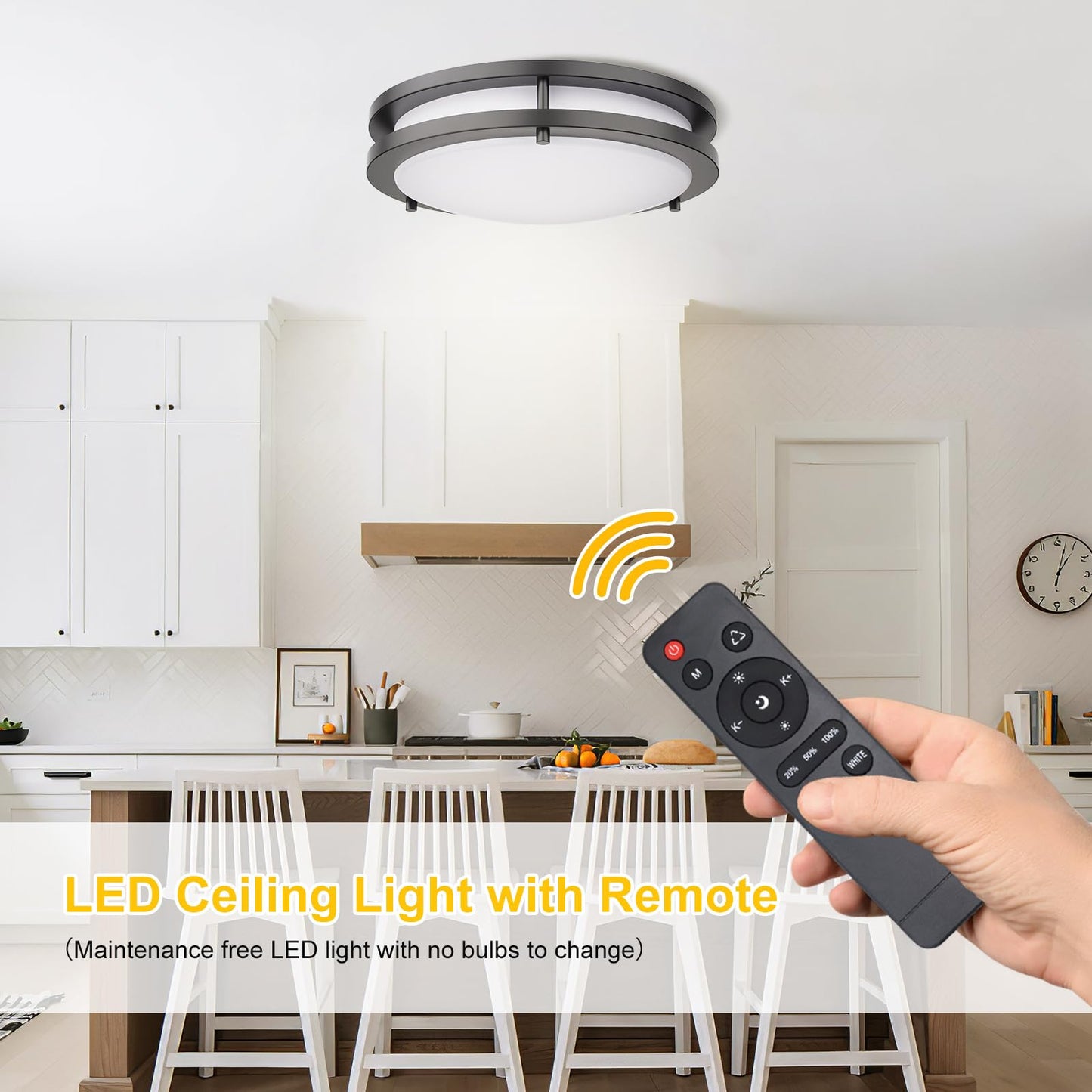 Kalium Led Ceiling Light Fixture, 16 Dimmable, Adjustable 3000K-6000K, Matte Black, Aluminum, Model Cl