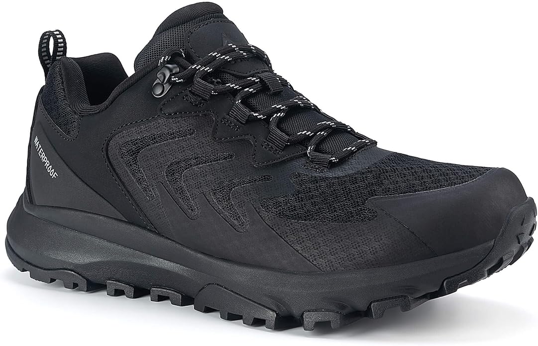 OUTJET Men's Waterproof Hiking Shoes Lightweight Breathable Anti Slip Outdoor Trails Shoes