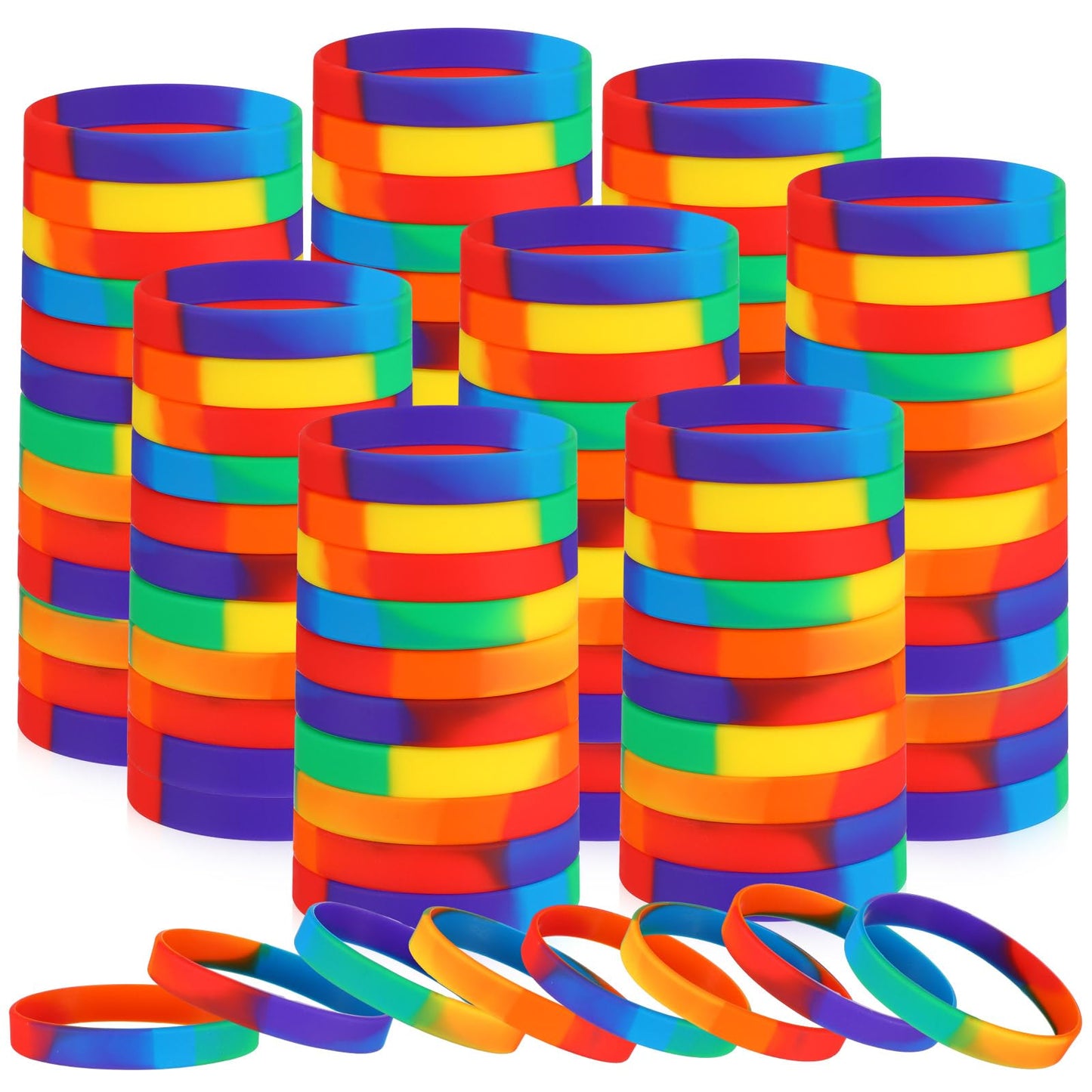 Liliful 100 Pcs Silicone Rubber Wristbands Rubber Wristband Bracelet Bands for Silicone Wristbands for Women Men(Mixed Color)